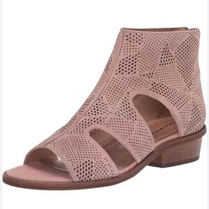 Lucky Brand Women Sicole Ankle Leather Open Toe Boots shoes sz 8